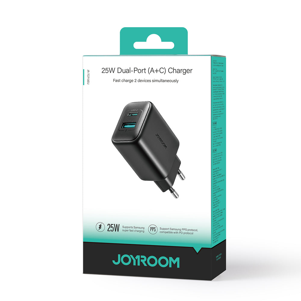 Joyroom JR-TCF13 netværksoplader USB-C / USB-A 25W SFC / PPS / PD - sort
