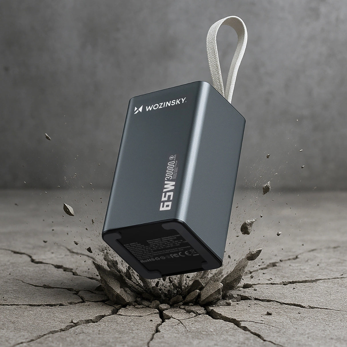 Powerbank Wozinsky K65+ 65W 30000mAh 2x USB-C, 1x USB-A 65W - grå
