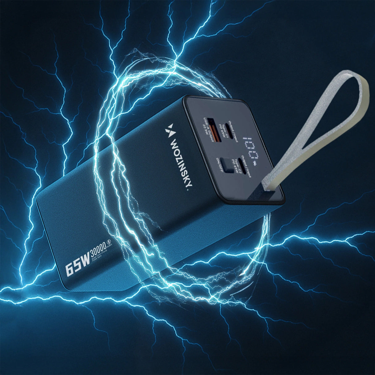 Powerbank Wozinsky K65+ 65W 30000mAh 2x USB-C, 1x USB-A 65W - grå