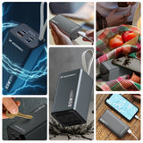 Powerbank Wozinsky K65+ 65W 30000mAh 2x USB-C, 1x USB-A 65W - grå