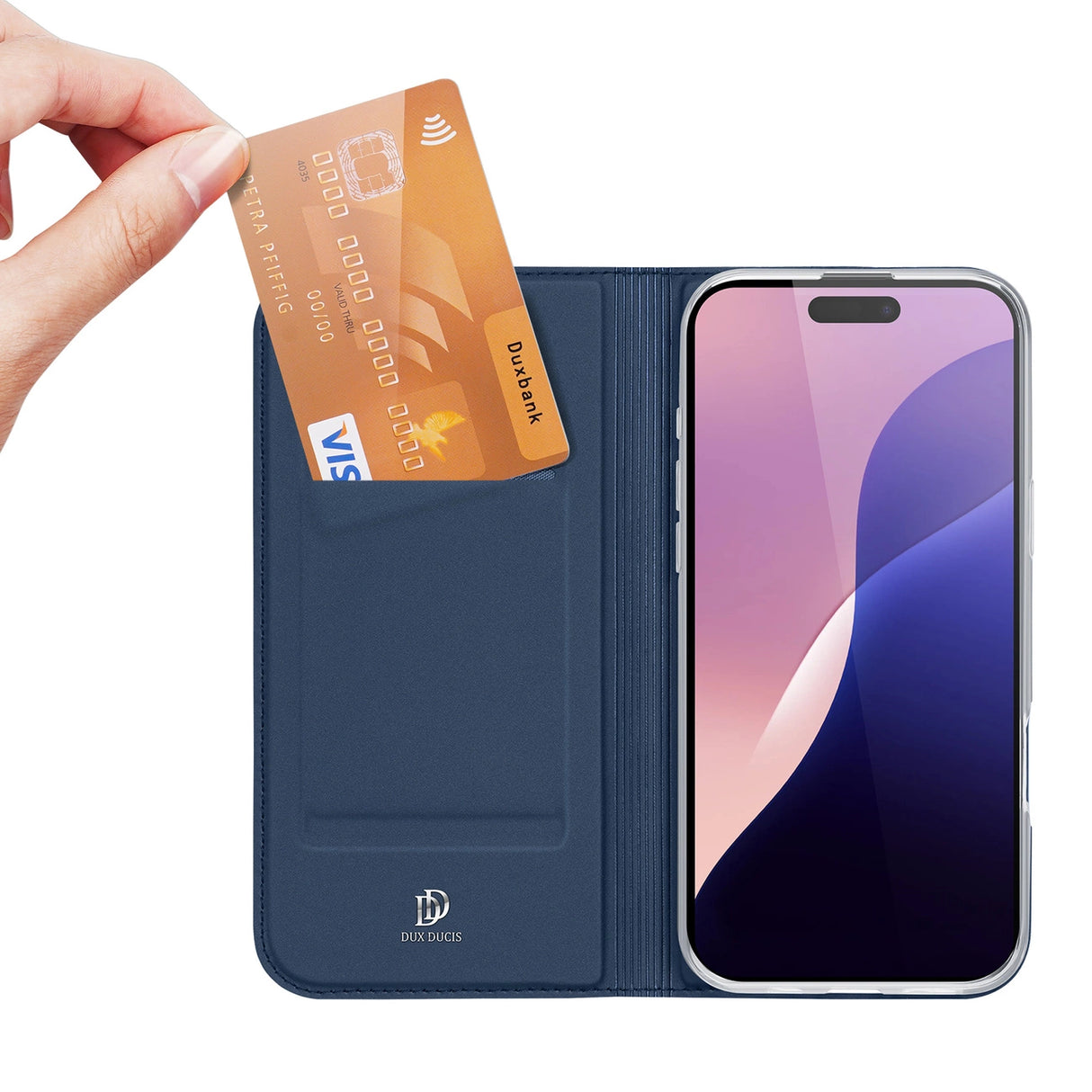 Dux Ducis Skin Pro iPhone 16 Pro Max Case with Flip and Card Slot - Blue