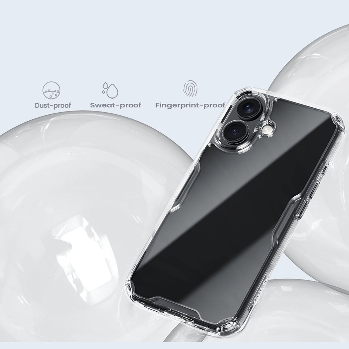 Nillkin Nature Pro Case til iPhone 16 - gennemsigtig og hvid