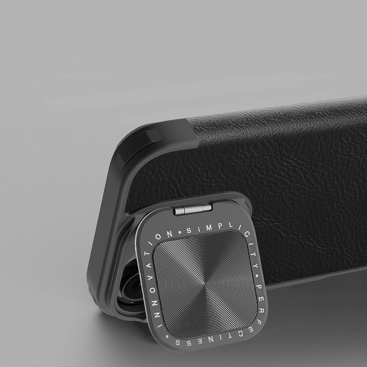Nillkin Qin Prop læderfoder med kameraomslag og stativ til iPhone 16 Pro Max - sort