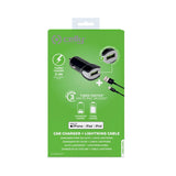 Celly Car Charger + USB-A to Lightning Cable 12W Black (1M)