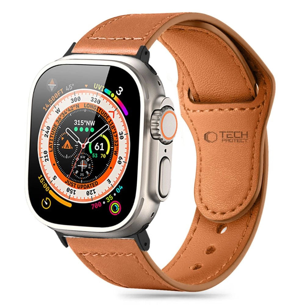 Tech-Protect Naturalfit Strap til Apple Watch 4 / 5 / 6 / 7 / 8 / 9 / SE / Ultra 1 / 2 (42 / 44 / 45 / 49 mm) - Brunt