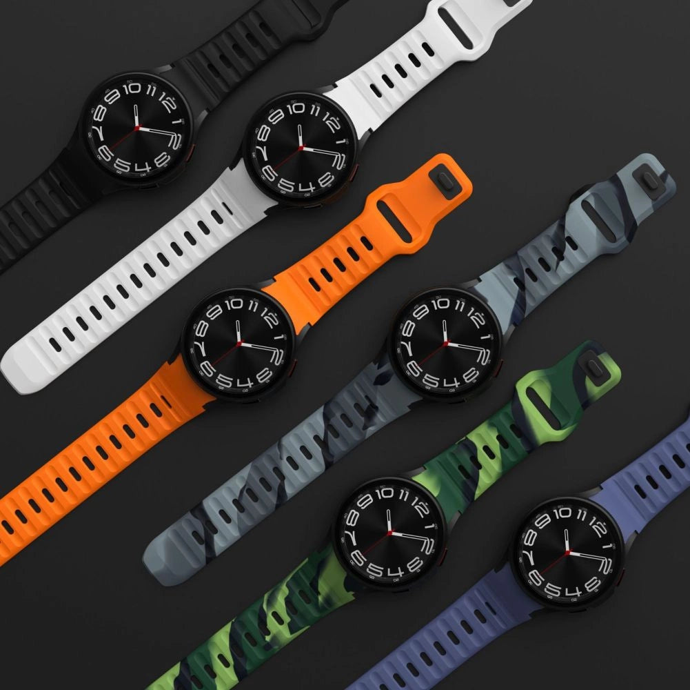 Tech-Protect Silicone Line Strap til Samsung Galaxy Watch 4 / 5 / 5 Pro / 6 / 7 / FE - sort
