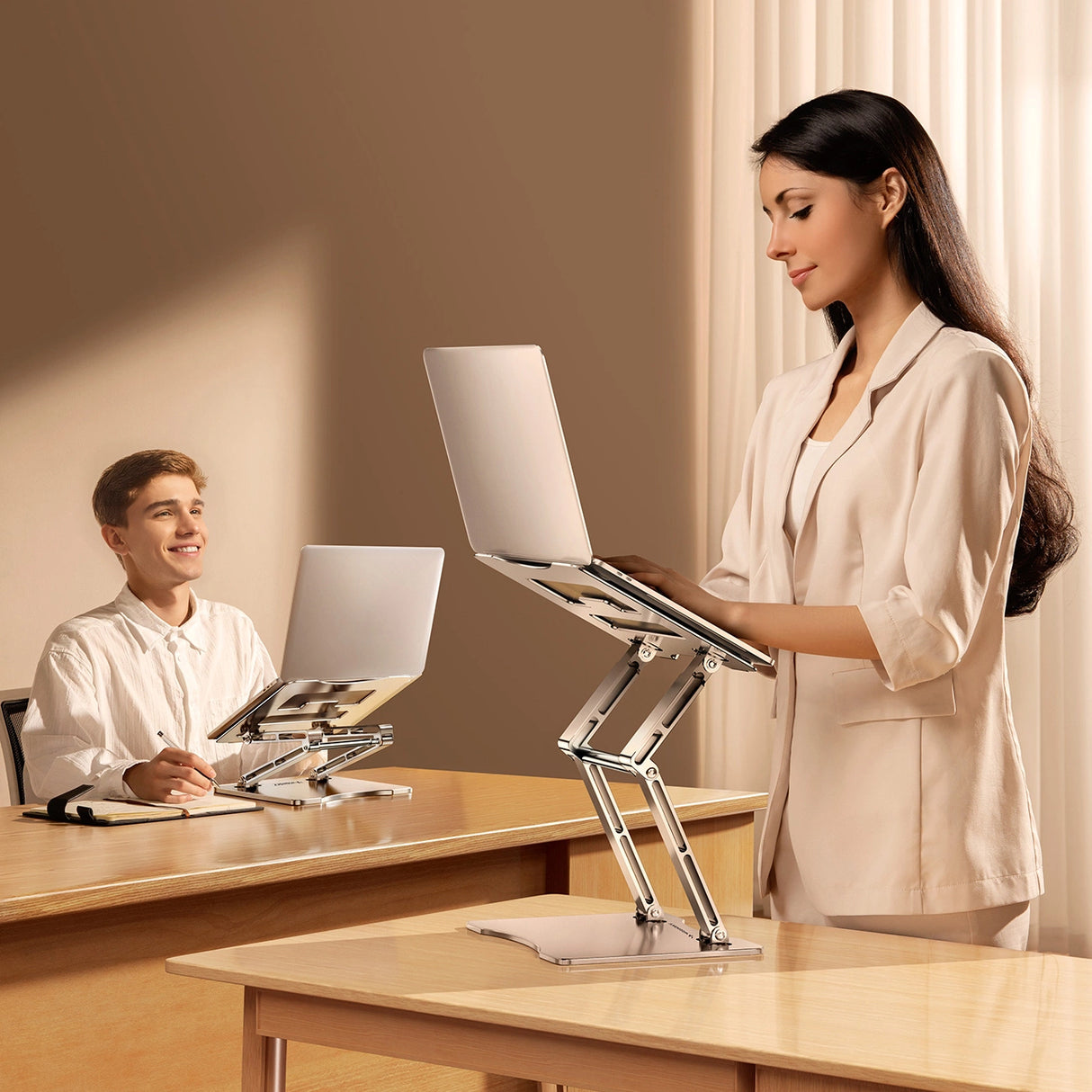 Wozinsky WRS-CPY75DSS Aluminium Laptop og Tablet Stand + Gratis Smartphone Stand - Silver
