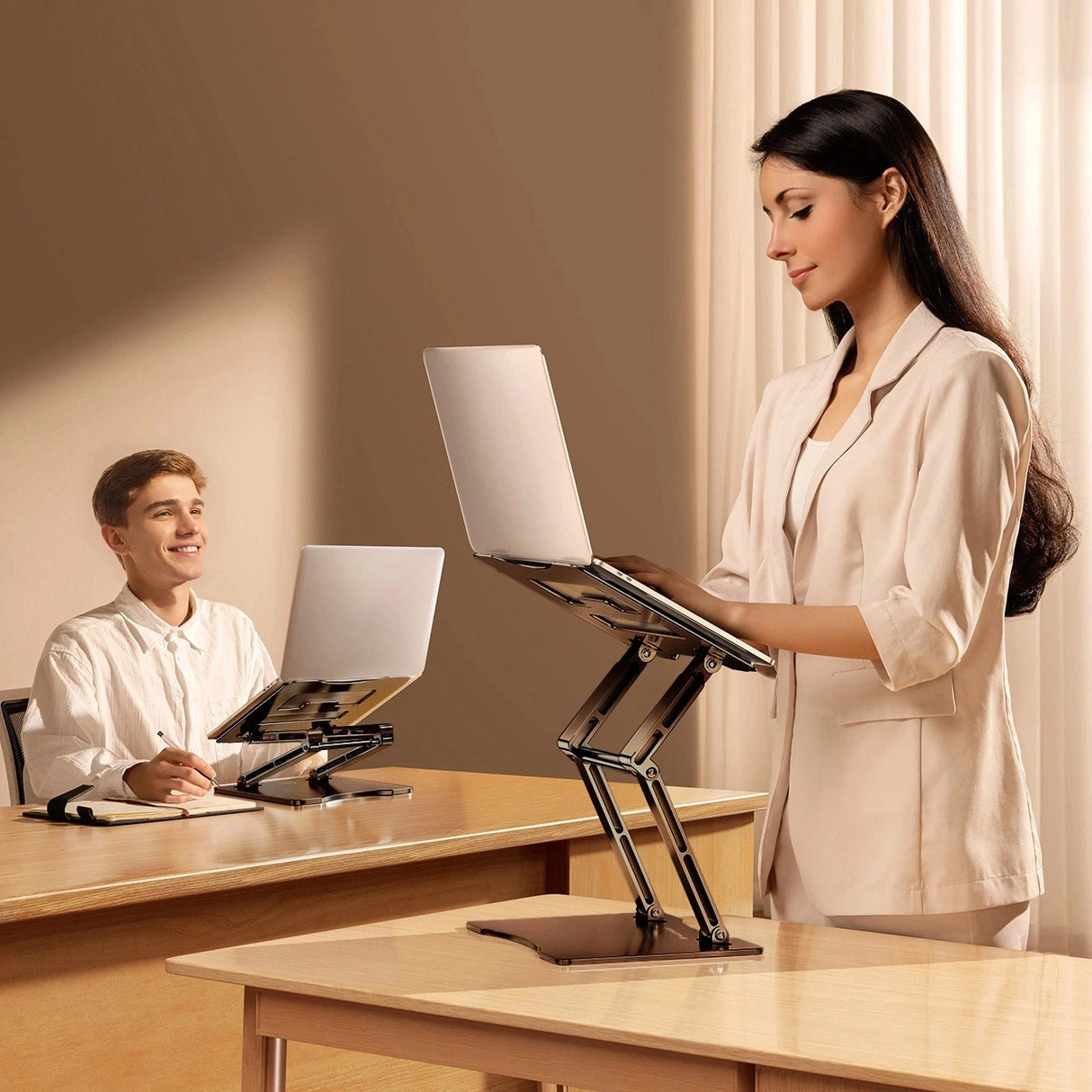 Wozinsky WRS-CPY75DSB Aluminium Laptop og Tablet Stand + Gratis Smartphone Stand - sort