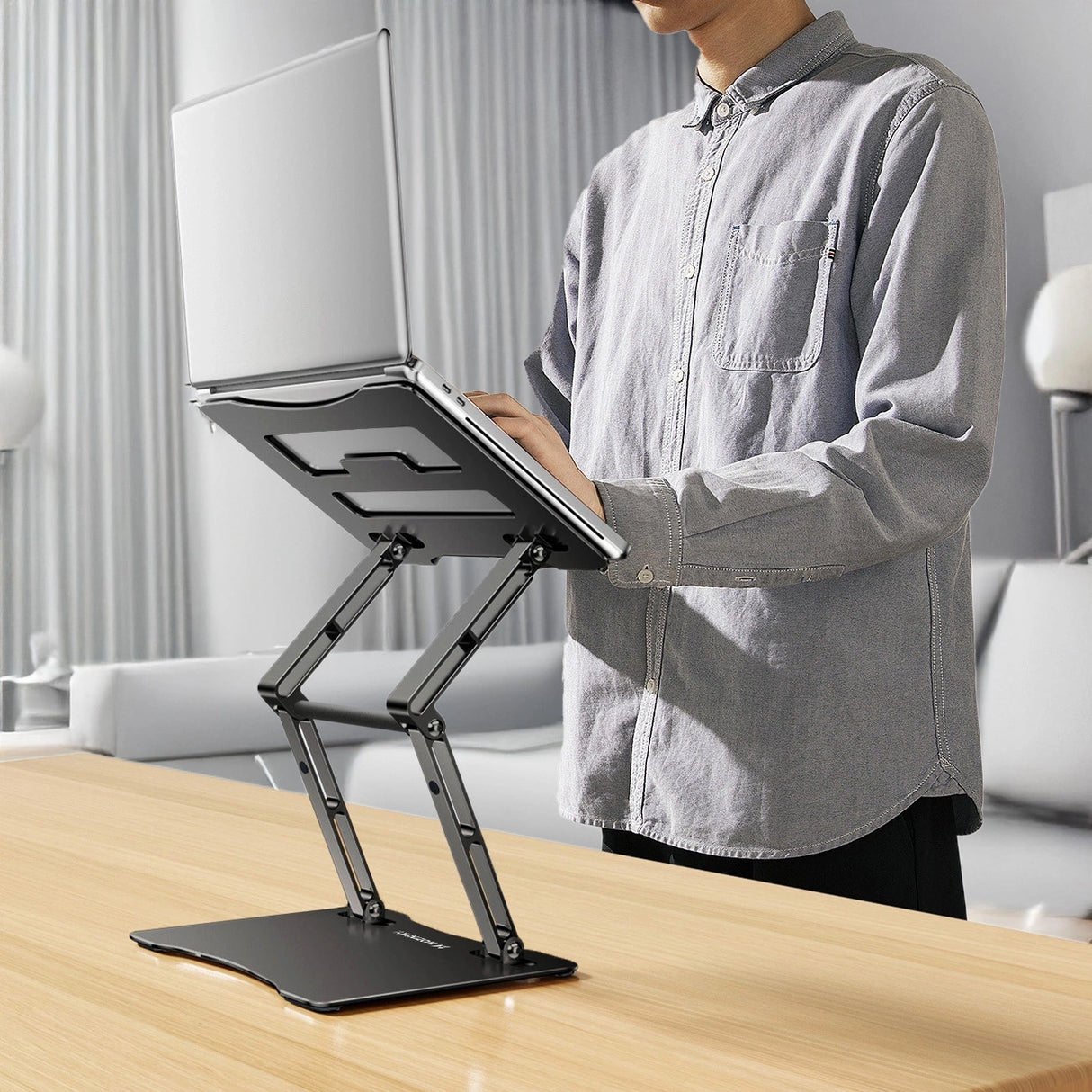 Wozinsky WRS-CPY75DSB Aluminium Laptop og Tablet Stand + Gratis Smartphone Stand - sort