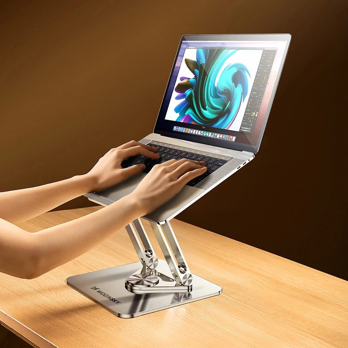 Laptop stativ Wozinsky WRS-CPY84SS aluminium + Gratis! smartphone stativ - sølv