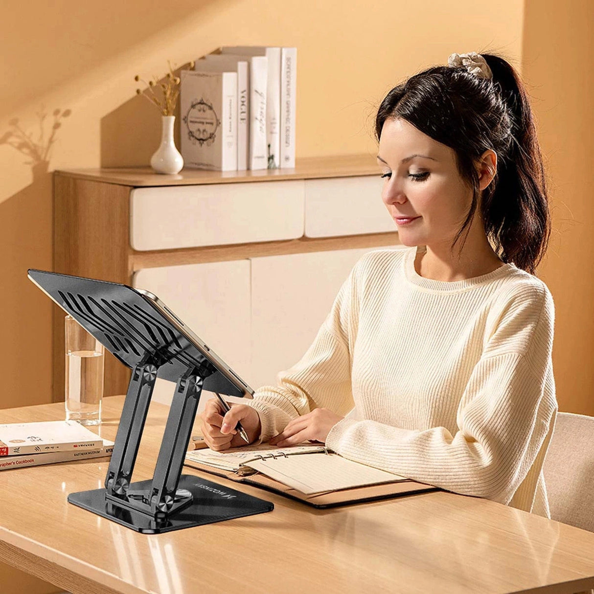 Laptop stativ Wozinsky WRS-CPY84SB 360 aluminium + Free! smartphone stativ - sort
