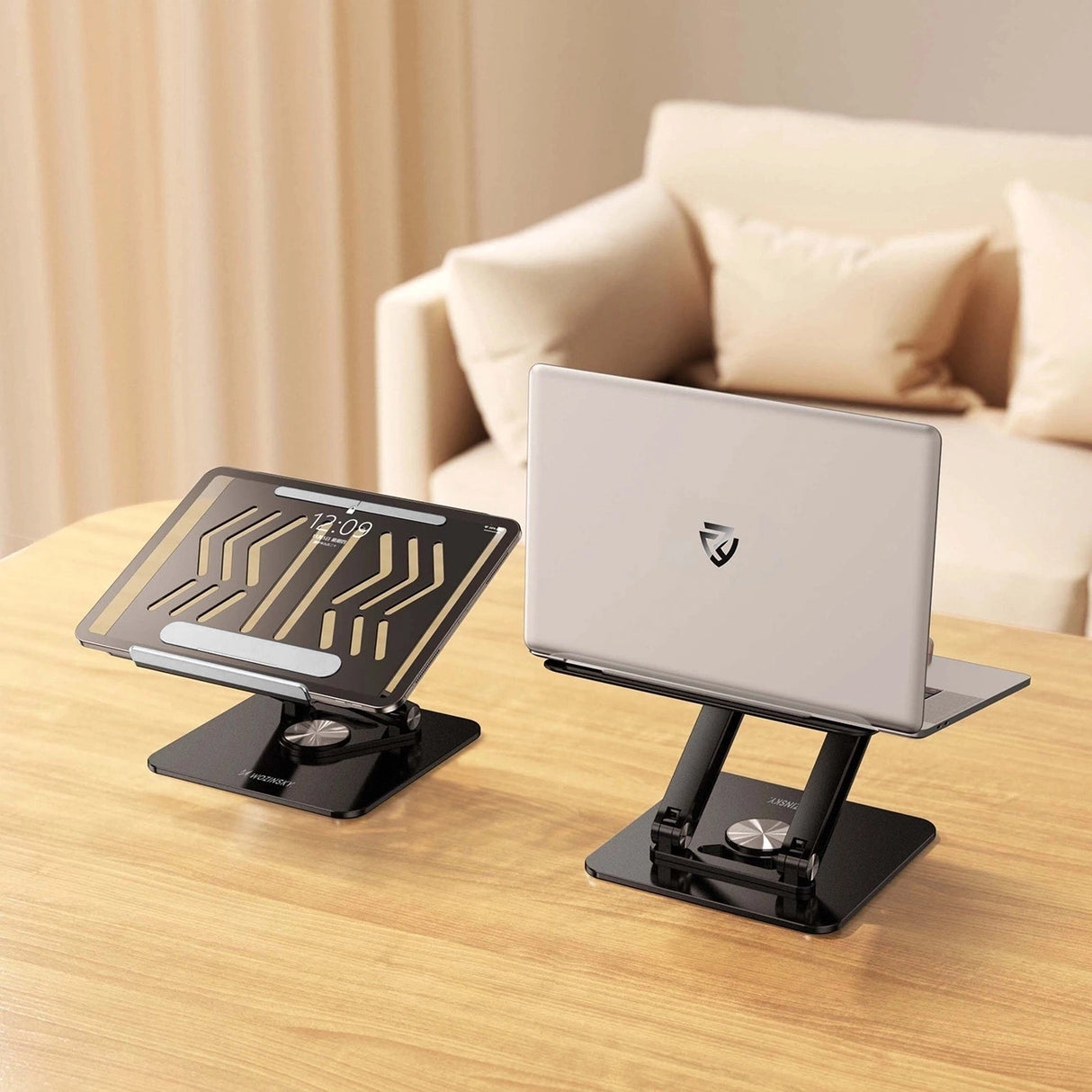 Laptop stativ Wozinsky WRS-CPY84SB 360 aluminium + Free! smartphone stativ - sort