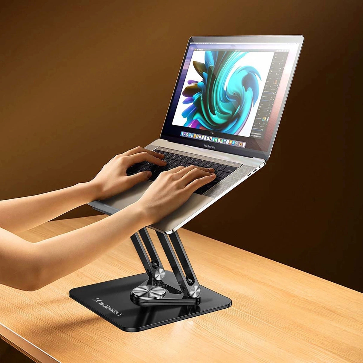 Laptop stativ Wozinsky WRS-CPY84SB 360 aluminium + Free! smartphone stativ - sort