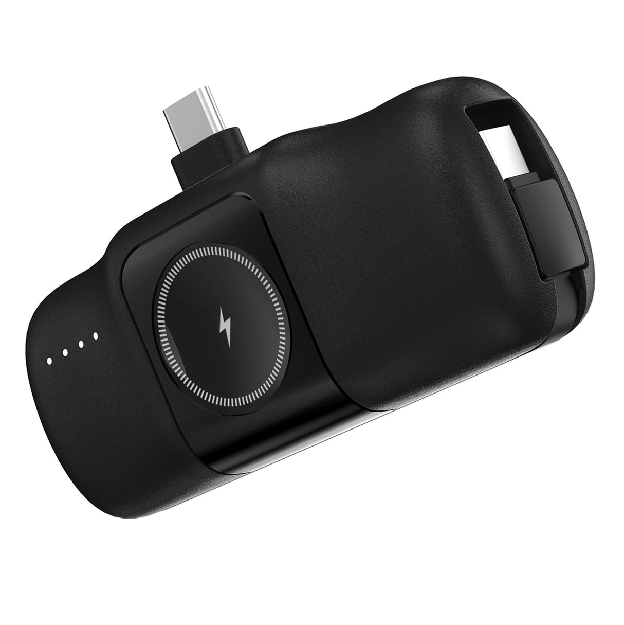 Wozinsky WF16-YCS 5000mAh 15W USB-C Mini Power Bank med indbygget USB-C-kabel og Apple Watch-oplader - sort