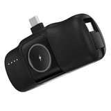 Wozinsky WF16-YCS 5000mAh 15W USB-C Mini Power Bank med indbygget USB-C-kabel og Apple Watch-oplader - sort