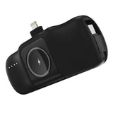 Wozinsky WF16-YLS 5000mAh 15W Lightning Mini Power Bank med indbygget USB-C-kabel og Apple Watch-oplader - sort