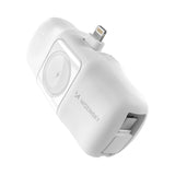 Wozinsky WF16-YLS 5000mAh 15W Lightning Mini Power Bank med indbygget USB-C-kabel og Apple Watch-oplader - hvid