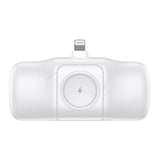 Wozinsky WF16-YLS 5000mAh 15W Lightning Mini Power Bank med indbygget USB-C-kabel og Apple Watch-oplader - hvid