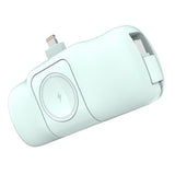 Wozinsky WF16-YLS 5000mAh 15W Lightning Mini Power Bank med indbygget USB-C-kabel og Apple Watch-oplader - Grøn