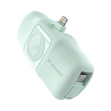 Wozinsky WF16-YLS 5000mAh 15W Lightning Mini Power Bank med indbygget USB-C-kabel og Apple Watch-oplader - Grøn