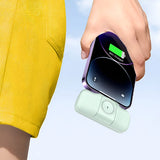 Wozinsky WF16-YLS 5000mAh 15W Lightning Mini Power Bank med indbygget USB-C-kabel og Apple Watch-oplader - Grøn