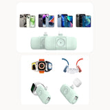 Wozinsky WF16-YLS 5000mAh 15W Lightning Mini Power Bank med indbygget USB-C-kabel og Apple Watch-oplader - Grøn