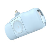Wozinsky WF16-YLS 5000mAh 15W Lightning Mini Power Bank med indbygget USB-C-kabel og Apple Watch-oplader - Blå
