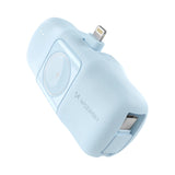 Wozinsky WF16-YLS 5000mAh 15W Lightning Mini Power Bank med indbygget USB-C-kabel og Apple Watch-oplader - Blå