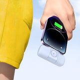 Wozinsky WF16-YLS 5000mAh 15W Lightning Mini Power Bank med indbygget USB-C-kabel og Apple Watch-oplader - Blå