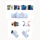Wozinsky WF16-YLS 5000mAh 15W Lightning Mini Power Bank med indbygget USB-C-kabel og Apple Watch-oplader - Blå
