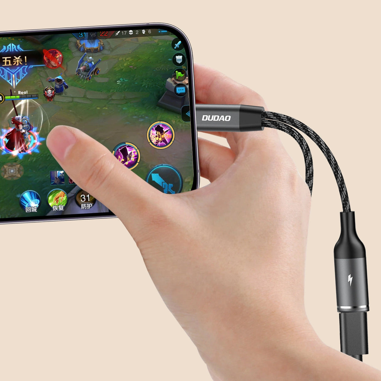 Dudao L13C+ 2in1 USB-C-adapter - Grå