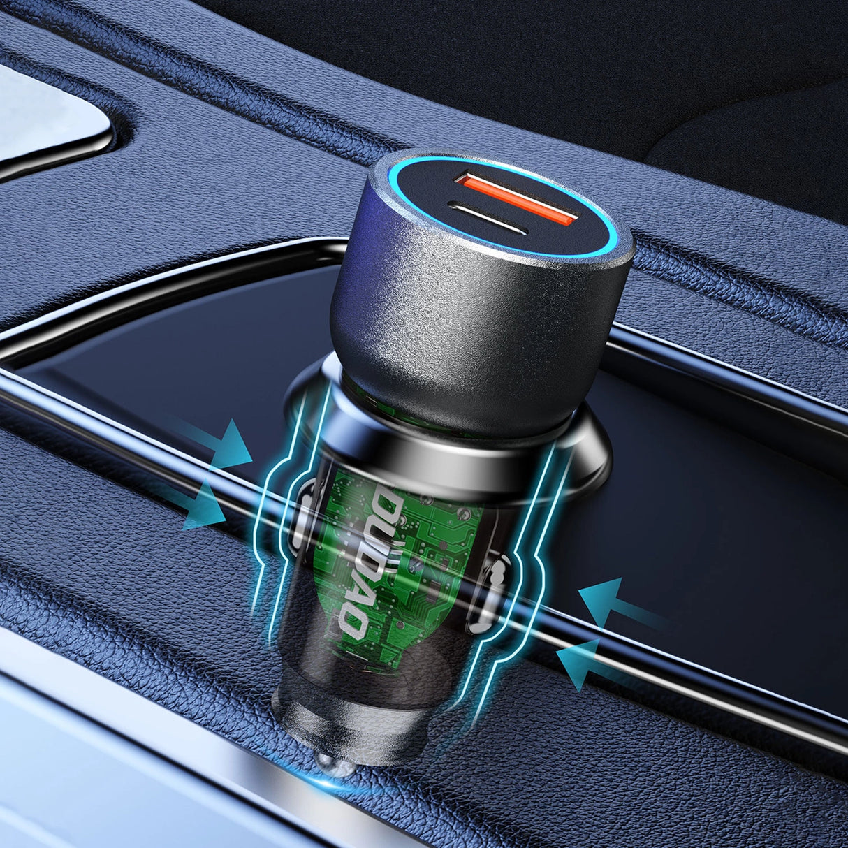 Dudao R4T 25W USB-A / USB-C Biloplader - Grå
