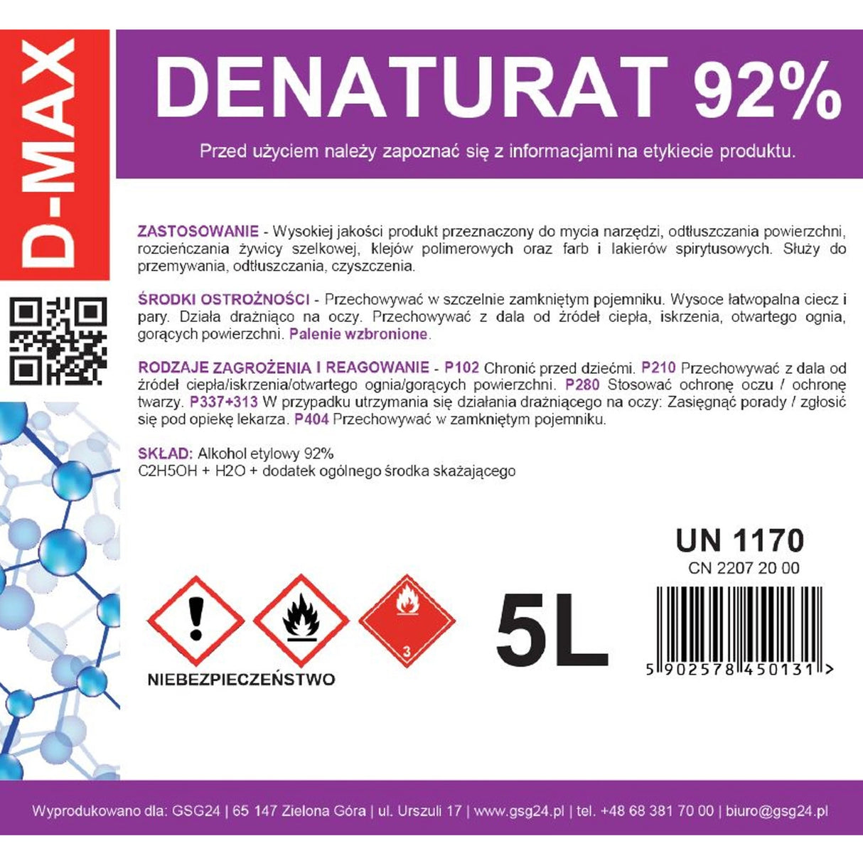 Denatureret alkohol D-MAX 5L