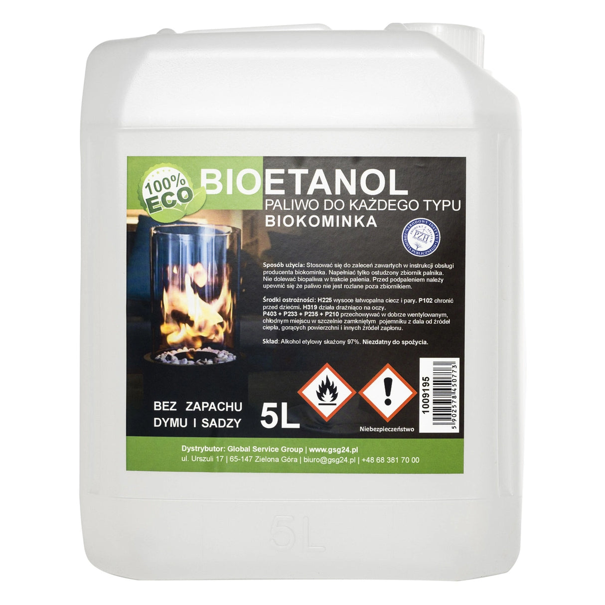 Bioalkohol bioethanol bio-brændstof til biokamin 5L