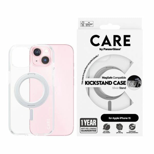 CARE af PanzerGlass Kickstand Case MagSafe til iPhone 15 - sølv