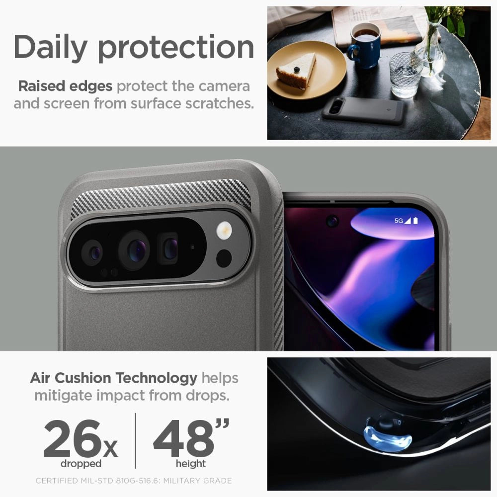 Spigen Rugged Armor Case til Google Pixel 9 Pro XL - Grå