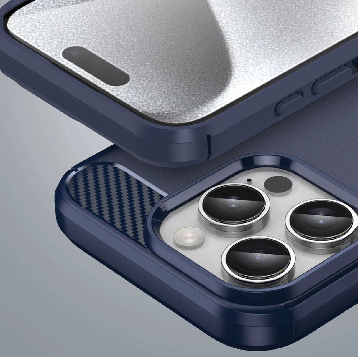 Carbon Case til iPhone 16 Pro Max Silicone Case - Blå