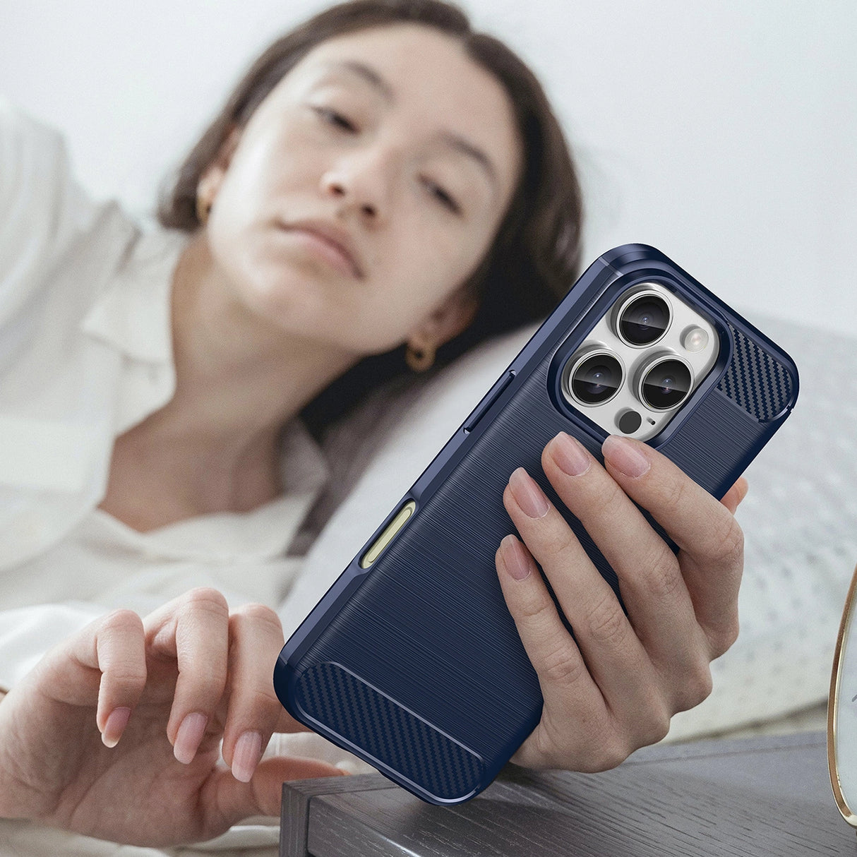 Carbon Case til iPhone 16 Pro Max Silicone Case - Blå