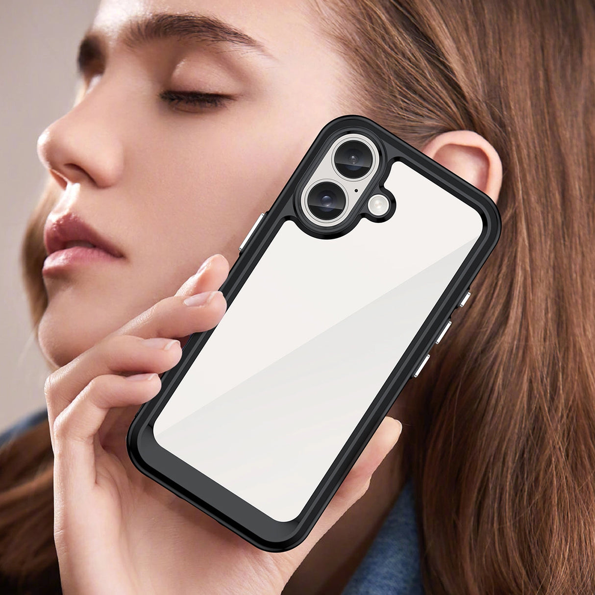 Udendørs rumkasse med gelramme til iPhone 16 - sort