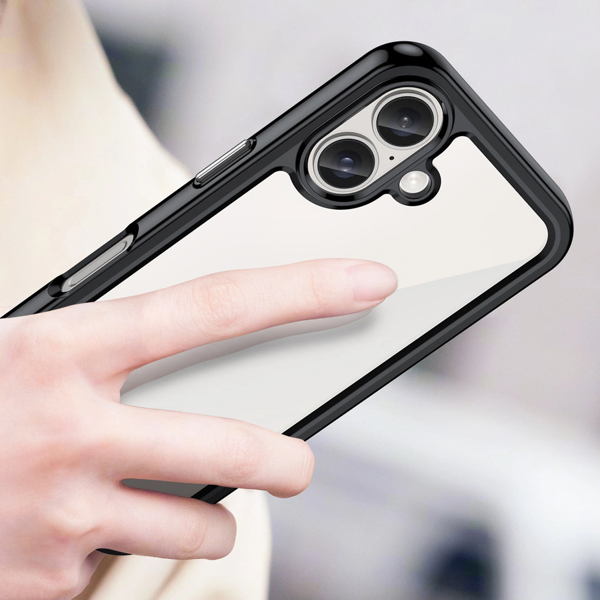 Udendørs rumkasse med gelramme til iPhone 16 Plus - sort