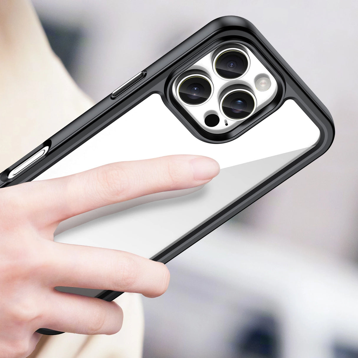 Udendørs rumkasse med gelramme til iPhone 16 Pro Max - sort