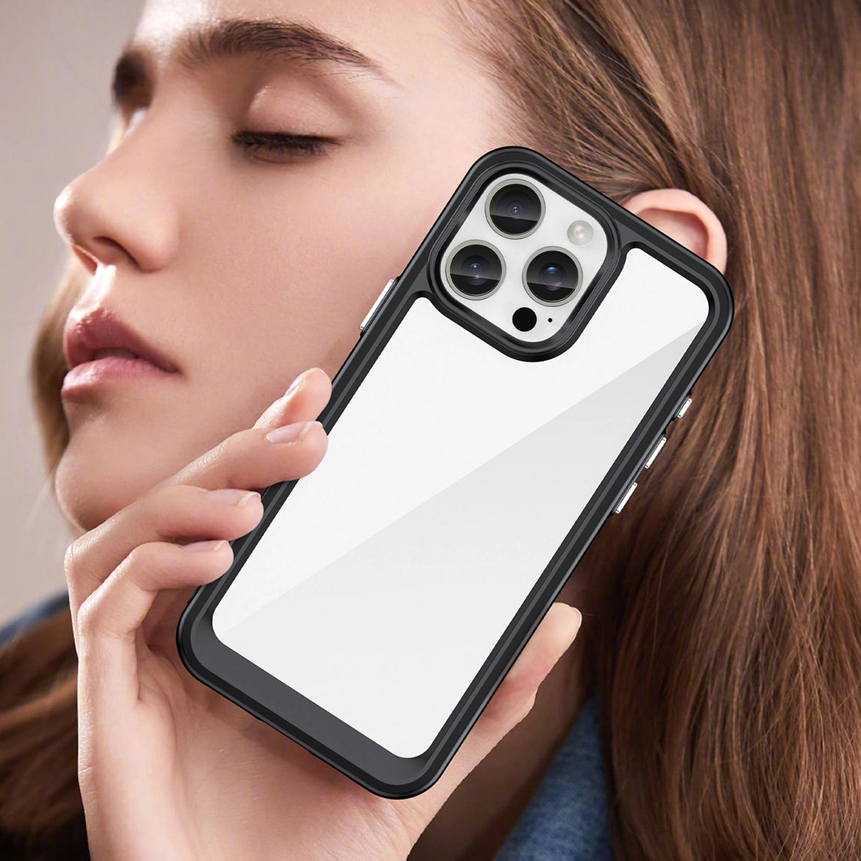 Udendørs rumkasse med gelramme til iPhone 16 Pro Max - sort