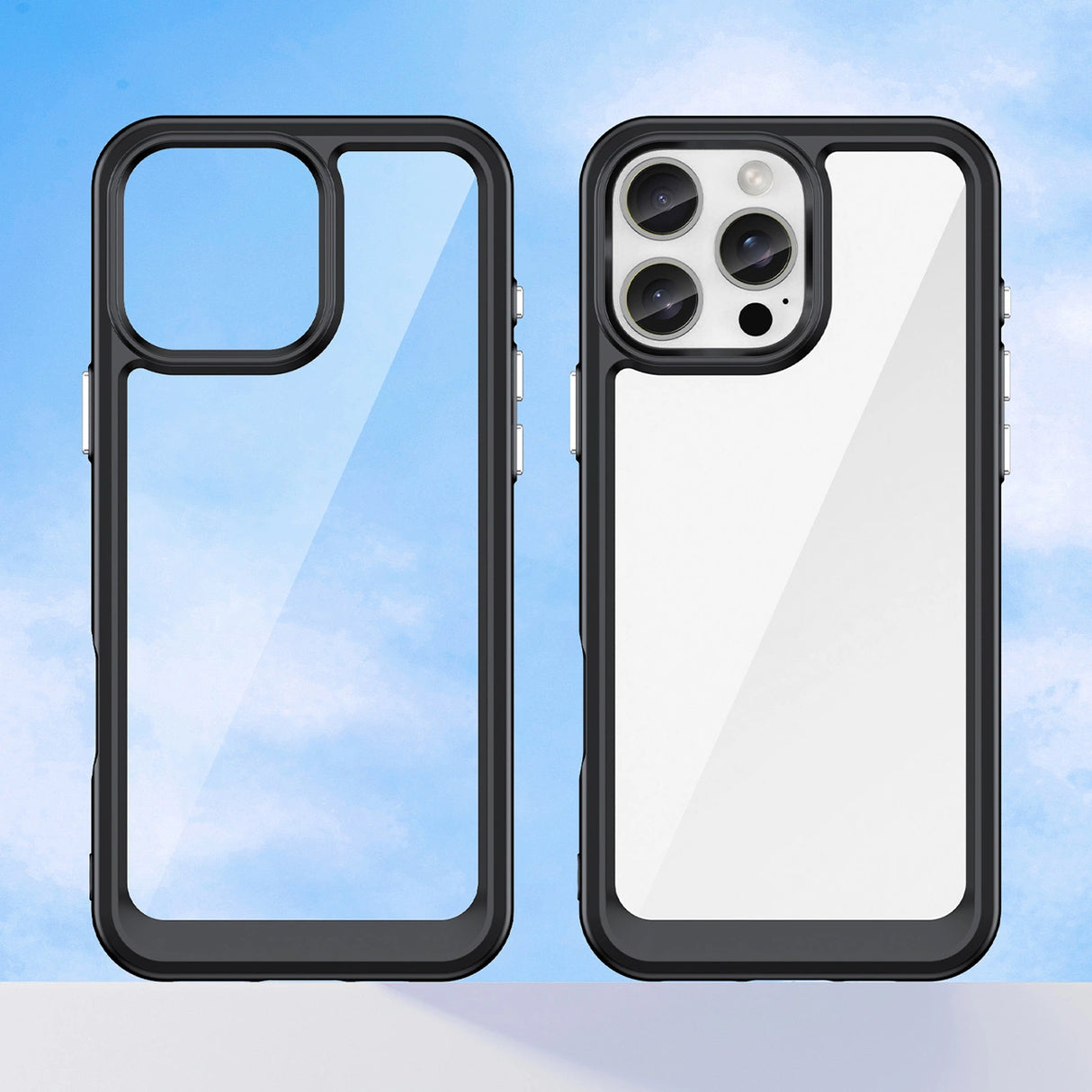 Udendørs rumkasse med gelramme til iPhone 16 Pro Max - sort