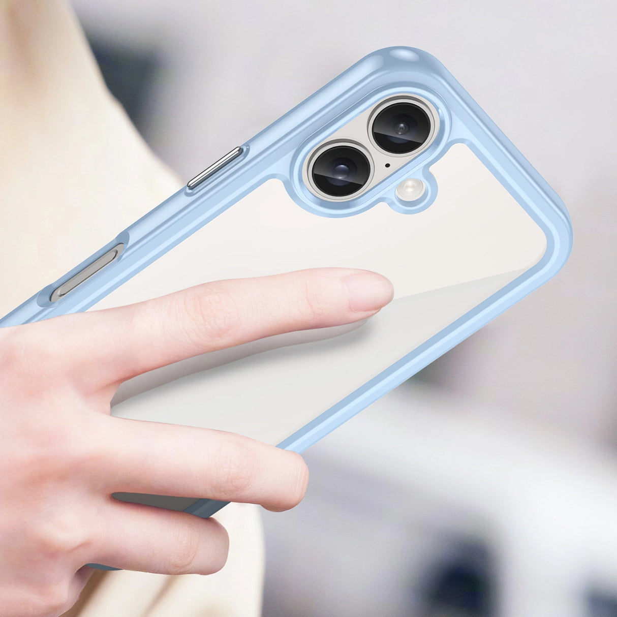 Udendørs rumkasse med gelramme til iPhone 16 Plus - Blå