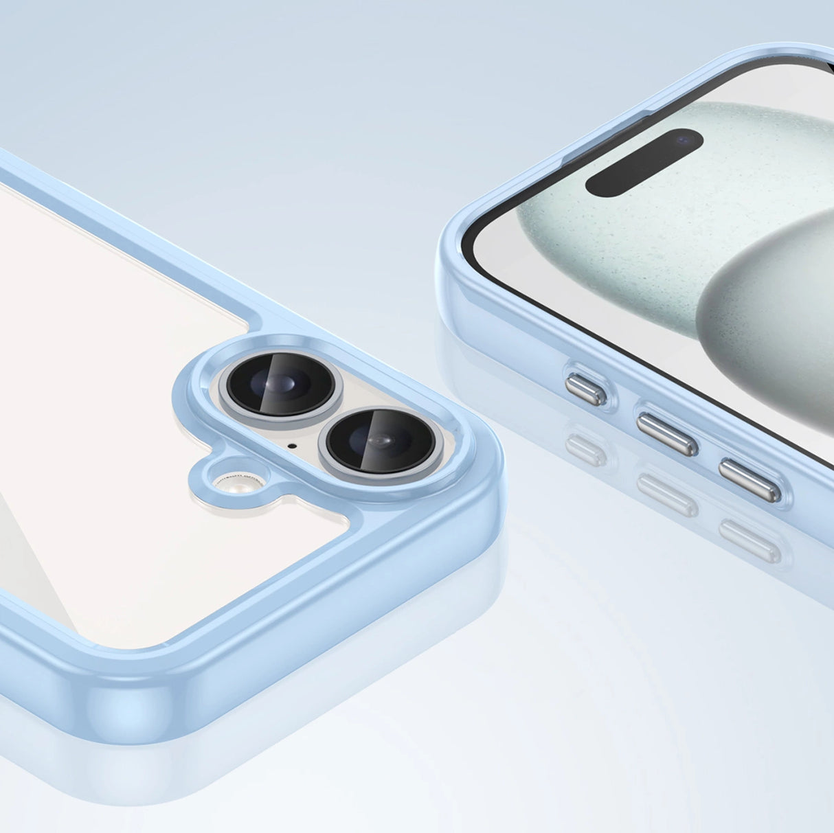 Udendørs rumkasse med gelramme til iPhone 16 Plus - Blå