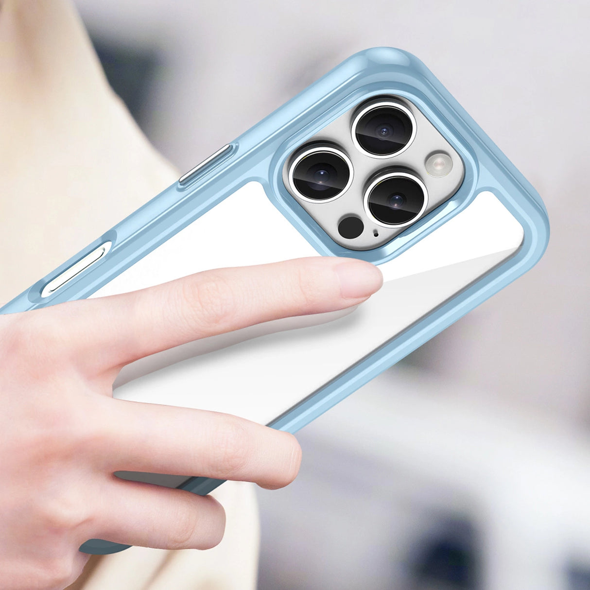 Udendørs rumkasse med gelramme til iPhone 16 Pro Max - Blå
