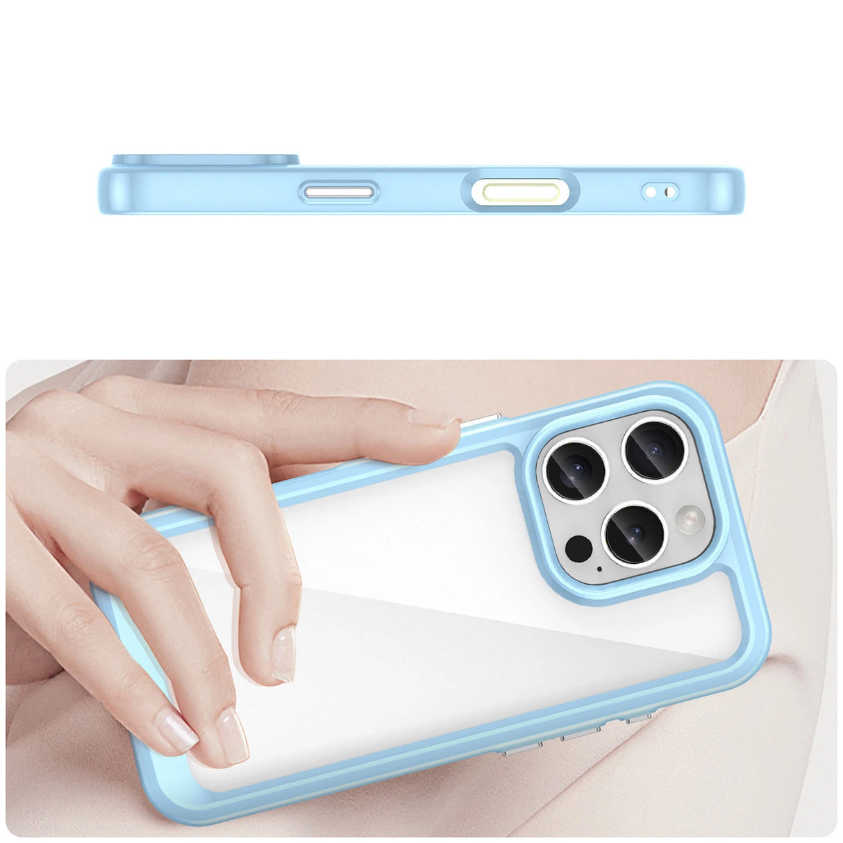 Udendørs rumkasse med gelramme til iPhone 16 Pro Max - Blå