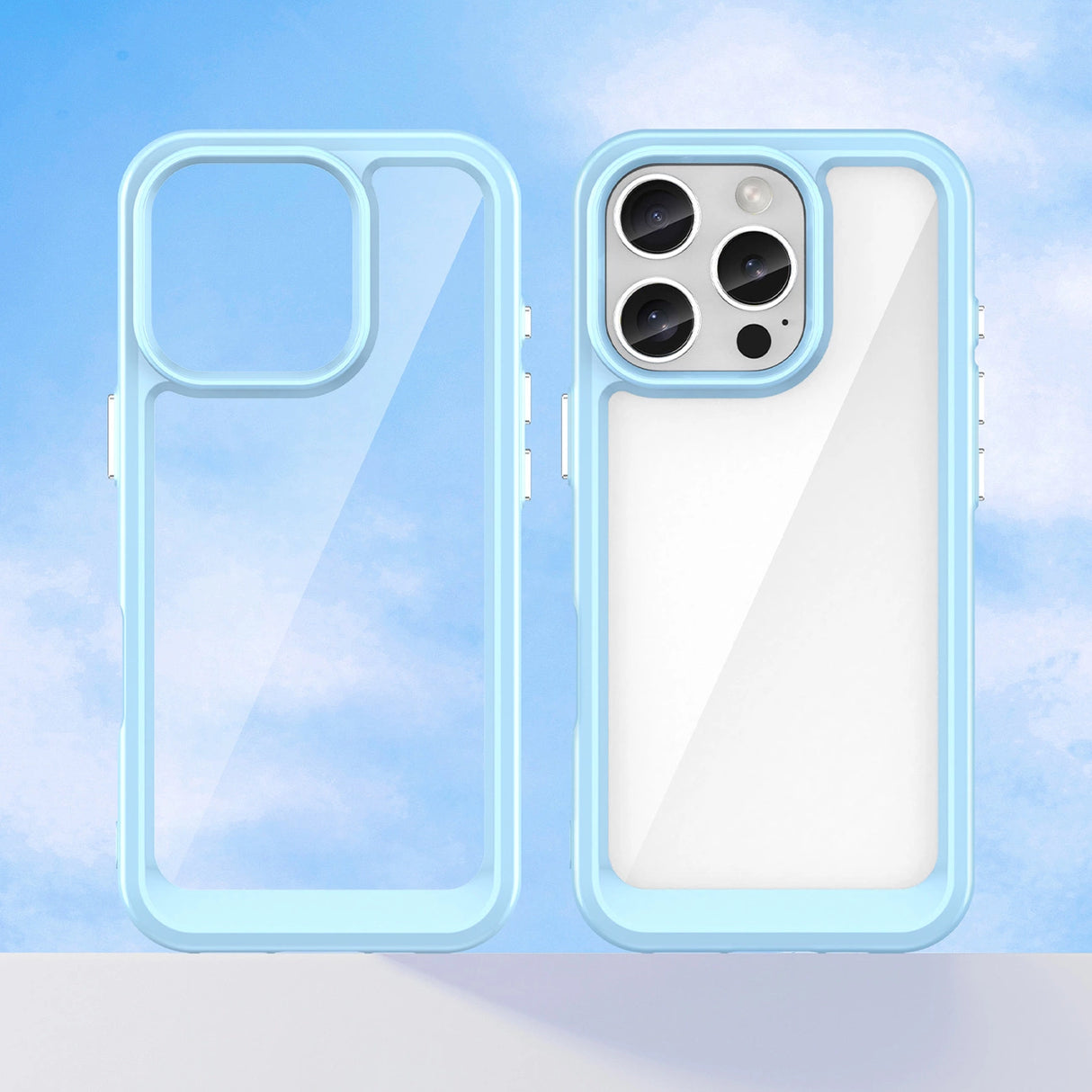Udendørs rumkasse med gelramme til iPhone 16 Pro Max - Blå