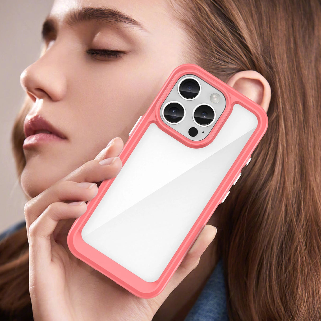 Udendørs rumkasse med gelramme til iPhone 16 Pro Max - Rød