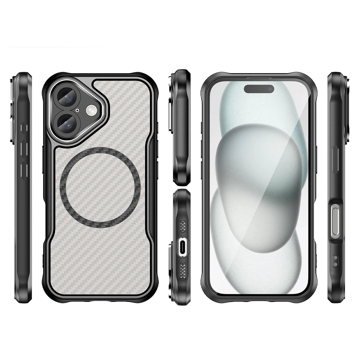 Ledende serie MagSafe Silicone Case til iPhone 16 - sort